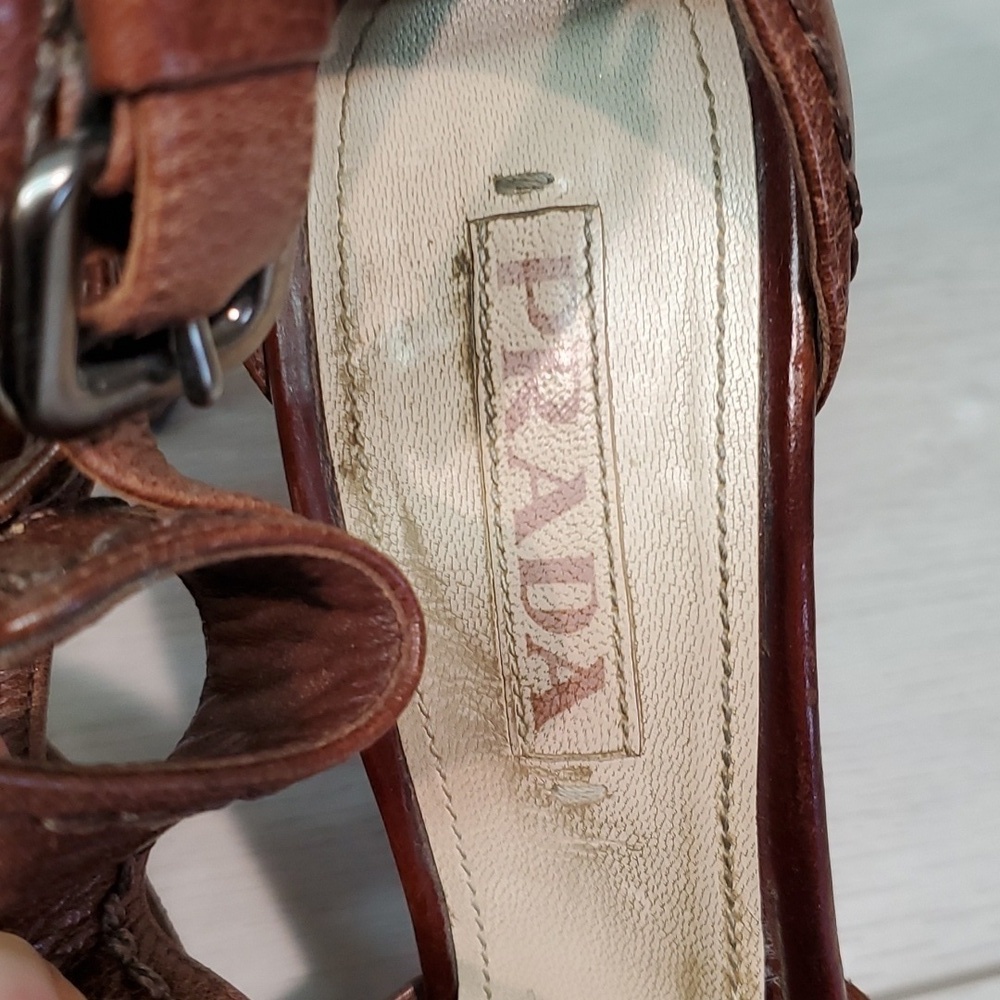 Prada Womens Ankle Zip Heels Pump Sandals shoes sz 37/7 - Picture 6 of 16